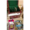 Image 1 : SMALL PURPLE JEWELERY BOX WITH POCKET WATCH AND JEWELERY