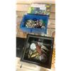 Image 1 : TWO WOOD DRESSER BOXES WITH JEWELLRY CONTENTS