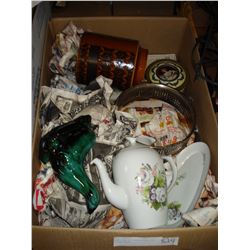 LARGE BOX OF ESTATE CHINA CAND COLLECTIBLES