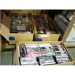 3 BOXES OF DVDS