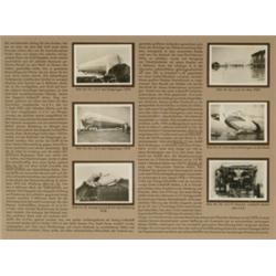 Album of Zeppelin Weltfahrten, A bound album containing silver print photographic cigarette car...