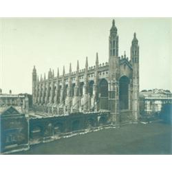 KING'S COLLEGE CHAPEL CAMBRIDGE. A pair of vintage silver prints of King's College, one looking w...