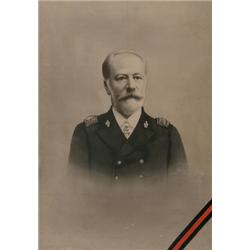 Photograph on Silk, A head and shoulder portrait on silk of a Russian military figure. Framed w...