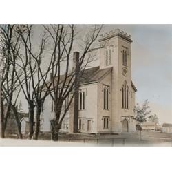SHUBEN ACADIE NOVA SCOTIA, hand-coloured gelatin silver print of United Church Shubenacadie in No...