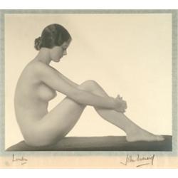 Everard, John, MEDITATION, female nude, gelatin silver print circa 1930's. Signed on tissue mou...