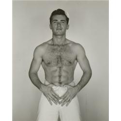 Lynes, George Platt (1907-1955), ROBERT SHAFER 1954, a vintage silver print on verso ink stamp...