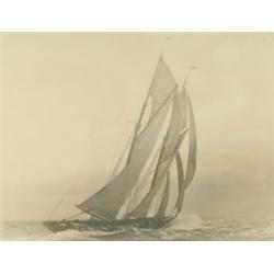 Macaskill, Wallace R., (1890-1956), EVERYTHING DRAWING, a silver print of a schooner. Titled an...