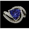 Image 2 : 4.10 ctw Tanzanite and Diamond Ring - 14KT White Gold