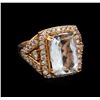 Image 1 : 14KT Rose Gold 7.96 ctw Aquamarine and Diamond Ring