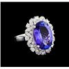 Image 1 : 10.00 ctw Tanzanite and Diamond Ring - 14KT White Gold