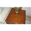 Image 8 : Pair: Hardwood End Tables with Interior Shelves, Carved-Door, 30" X 30"
