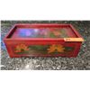 Image 2 : Painted Red Wooden Box with Sliding Lid 14" X 7" X4.5" H