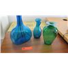 Image 2 : Qty 3 Glass Vases, Blue/Green, Various Sizes (tallest is 10.5" H)