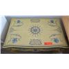 Image 2 : Yellow Side Table w/Garland Motif, Crackle Finish 27.5"W X 17"D X 26"H
