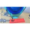 Image 2 : Blue Handblown Glass Vase, Approx 10"