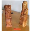 Image 1 : Qty 2 Carved Wood Figures, Artist MQ Slico, 1987 (tallest is 13"H)