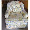 Image 1 : Furniture - Yellow and Blue Floral Patterned Armchair Approx. 30"W, 30"H