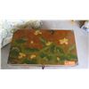 Image 2 : Painted Wooden Trunk lined with Japanese Writing 23.5"W X 13.5"D X 16.5"H