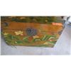 Image 3 : Painted Wooden Trunk lined with Japanese Writing 23.5"W X 13.5"D X 16.5"H