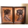 Image 1 : Carved Wall Art, Bas Relief Carving, Primitive Man & Woman 24x34
