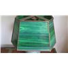 Image 2 : Green Stained Glass Table Lamp w/ Green Raku-Style Ceramic Base, 19" H