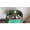 Image 3 : Green Stained Glass Table Lamp w/ Green Raku-Style Ceramic Base, 19" H