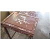 Image 10 : Qty 4 Nesting Wooden Side Tables w/ Inlaid Bird & Bamboo Motif (largest is 14X20X26H, smallest 11X8X