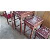 Image 3 : Qty 4 Nesting Wooden Side Tables w/ Inlaid Bird & Bamboo Motif (largest is 14X20X26H, smallest 11X8X