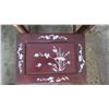 Image 6 : Qty 4 Nesting Wooden Side Tables w/ Inlaid Bird & Bamboo Motif (largest is 14X20X26H, smallest 11X8X