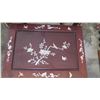 Image 7 : Qty 4 Nesting Wooden Side Tables w/ Inlaid Bird & Bamboo Motif (largest is 14X20X26H, smallest 11X8X