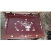 Image 8 : Qty 4 Nesting Wooden Side Tables w/ Inlaid Bird & Bamboo Motif (largest is 14X20X26H, smallest 11X8X