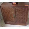 Image 1 : Wood Cabinet w/ Carved Door Panels , 32" x 15" X 30"H
