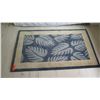 Image 1 : Hawaiian Leaf Pattern Rug "Lauae Blue" 5' X 3' Blue w/Beige Border