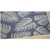 Image 2 : Hawaiian Leaf Pattern Rug "Lauae Blue" 5' X 3' Blue w/Beige Border
