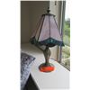 Image 1 : Stained Glass Table Lamp with Antiqued Metal Base, 15" H