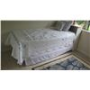 Image 1 : Twin Bed w/White Headboard, Mattress & Box Spring (6' X 3'1), Quilted Coverlet