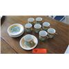 Image 1 : Colorful Floral Green Patterned Cups with Saucers, Gold Border