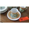 Image 3 : Colorful Floral Green Patterned Cups with Saucers, Gold Border