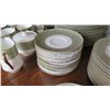 Image 15 : Large Set of White Mikasa Bone China w/Lt. Green/Gold Border