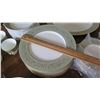 Image 16 : Large Set of White Mikasa Bone China w/Lt. Green/Gold Border