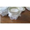 Image 24 : Large Set of White Mikasa Bone China w/Lt. Green/Gold Border