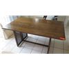 Image 1 : Fold-Out Dining Room Table w/Rattan Detail, Brass Corners, 5' X 3'