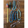 Image 1 : Qty 7 Beaded Necklaces - Amethyst, Turquoise, Semi-Precious Stones, Glass, etc