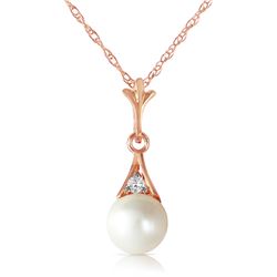 Genuine 2.03 ctw Pearl & Diamond Necklace Jewelry 14KT Rose Gold - REF-22T2A