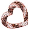 Image 1 : 0.50 CTW Red Color Diamond Heart Outline Pendant 10KT Rose Gold - REF-25W4K