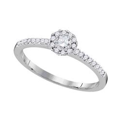 0.33 CTW Diamond Solitaire Slender Halo Bridal Ring 10KT White Gold - REF-34M4H