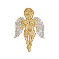 0.85 CTW Mens Diamond Angel Cherub Charm Pendant 10KT Yellow Gold - REF-112H5M