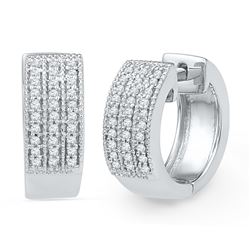 0.25 CTW Diamond Huggie Hoop Earrings 10KT White Gold - REF-37W5K