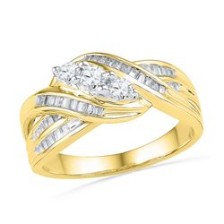 0.50 CTW Diamond 3-Stone Crossover Ring 10KT Yellow Gold - REF-49F5N