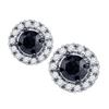Image 1 : 1.03 CTW Black Color Diamond Solitaire Circle Earrings 10KT White Gold - REF-30W2K